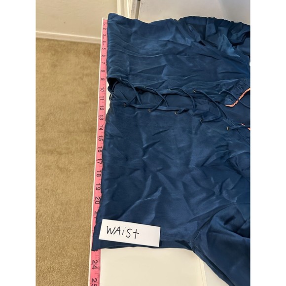 Flannel Womans Silk Tunic Size L 3/4 Sleeve Blue Lagenlook Asian Boho Hippie - Picture 14 of 16